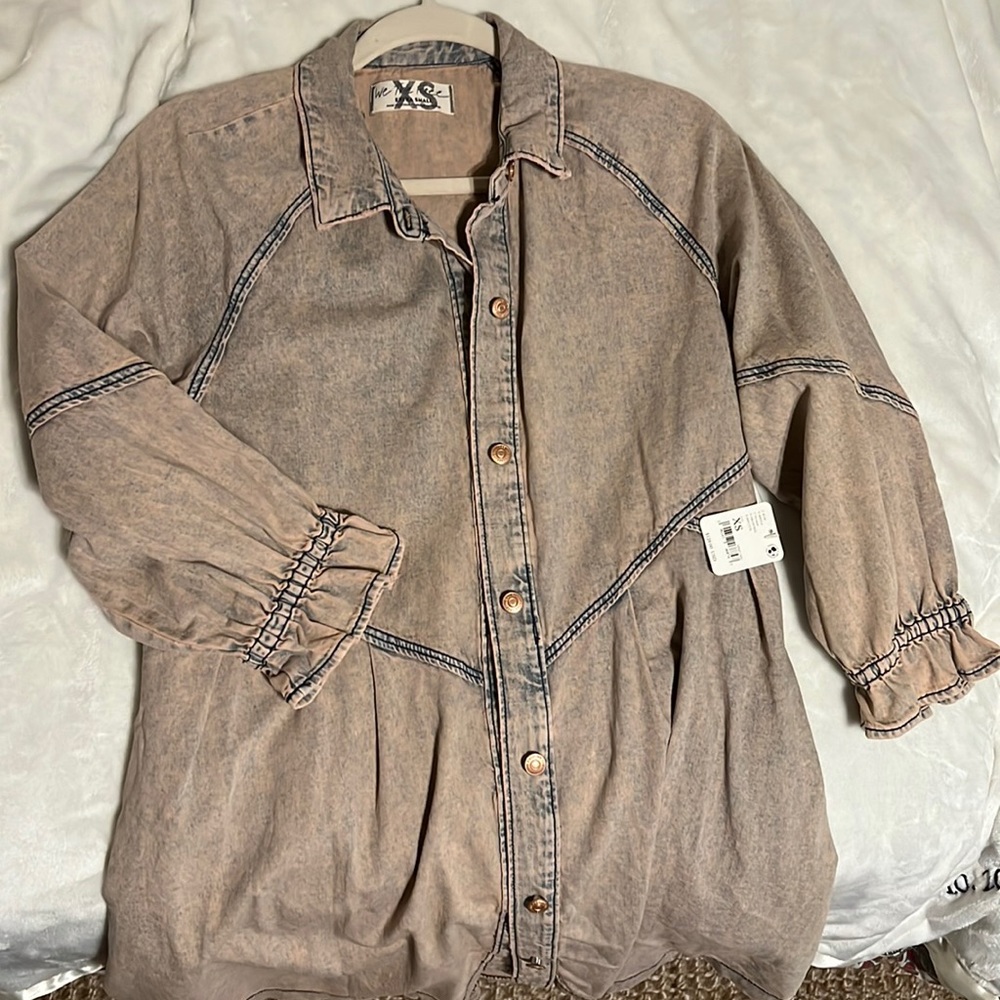 Free people rose washed denim tunic